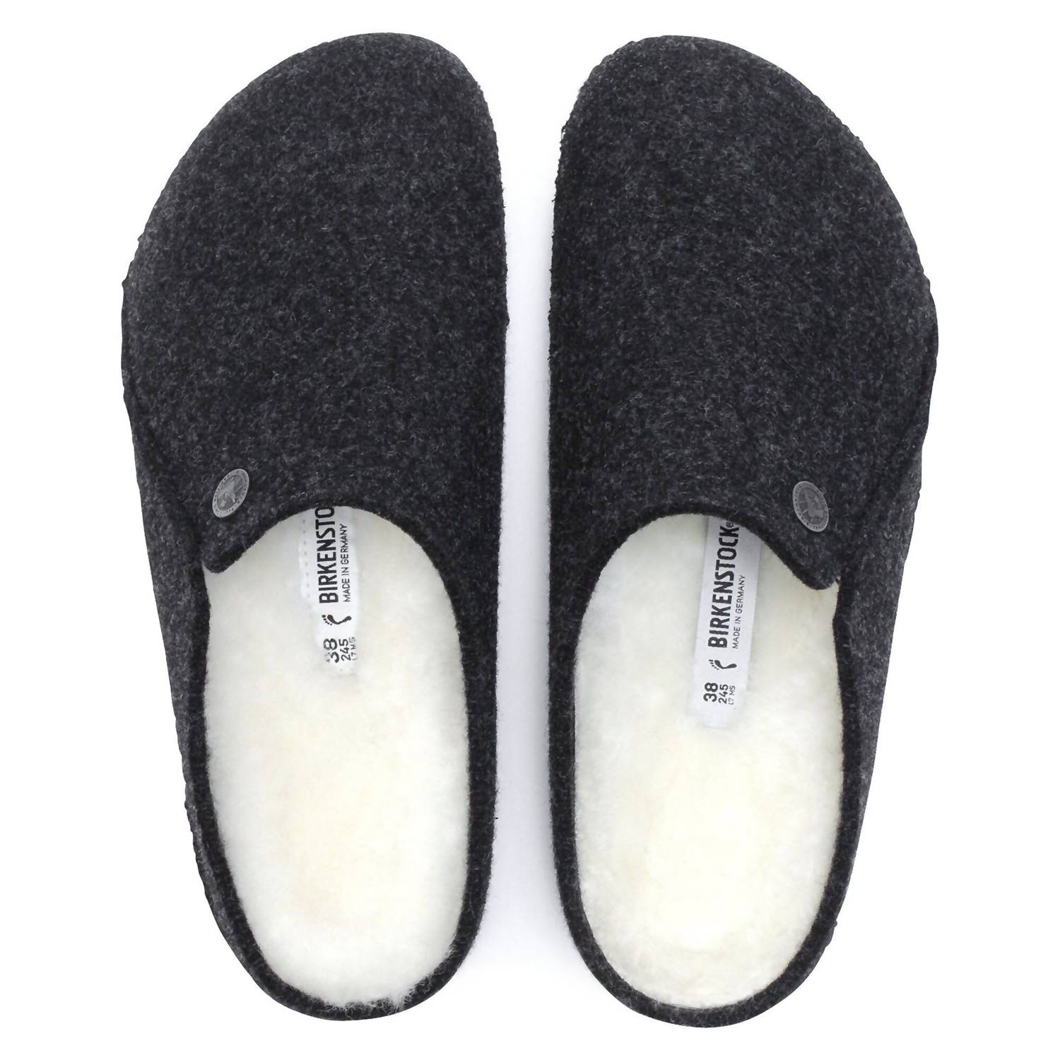 BIRKENSTOCK Men's Zermatt Rivet Shearling Slippers in anthracite - men's loafer - detail view