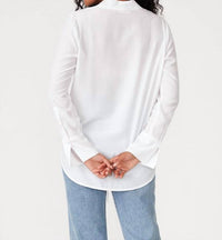 Lovestitch - Long Sleeve V Neck Tie Front Blouse