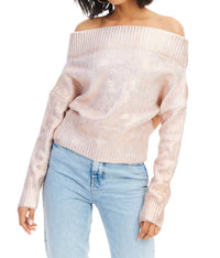 ALLISON NEW YORK Foiled Alba Sweater in rose gold - women's sweater