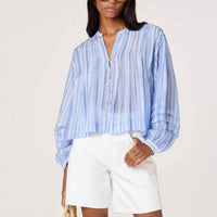 Astr - Ericka Striped Balloon Sleeve Blouse