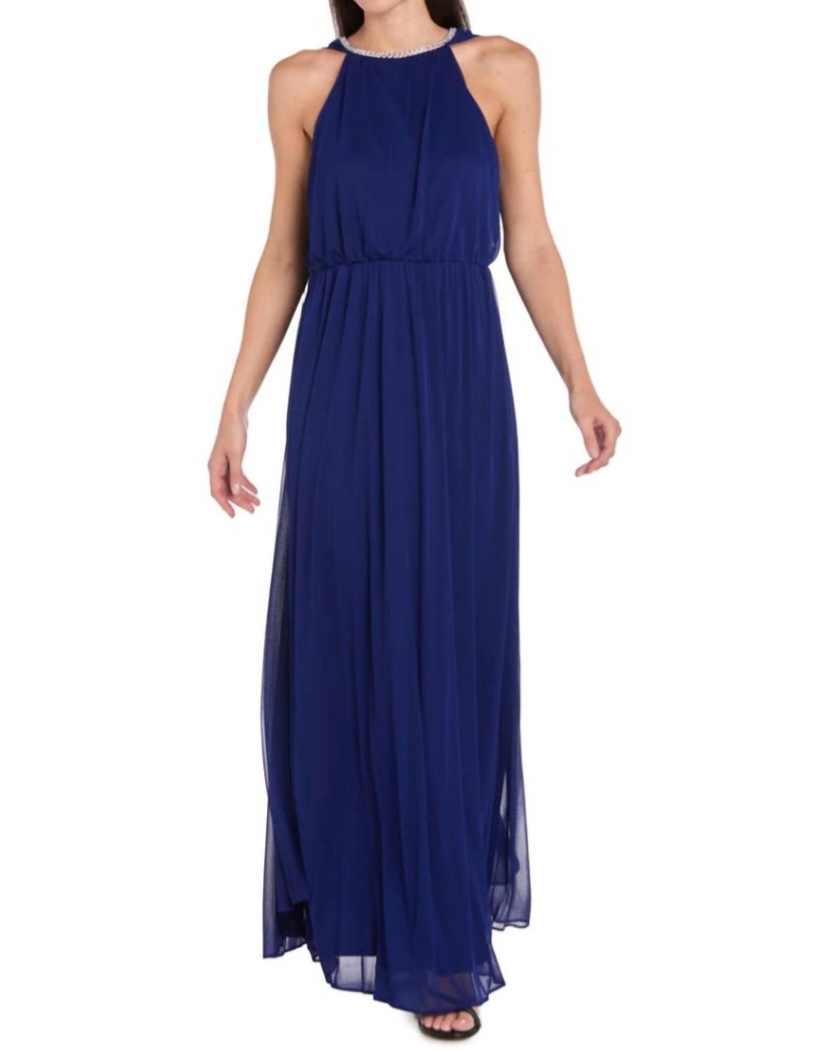R&M Richards - Rhinestone Capelet Long Evening Dress