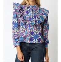 Olivaceous - Floral Ruffle Top