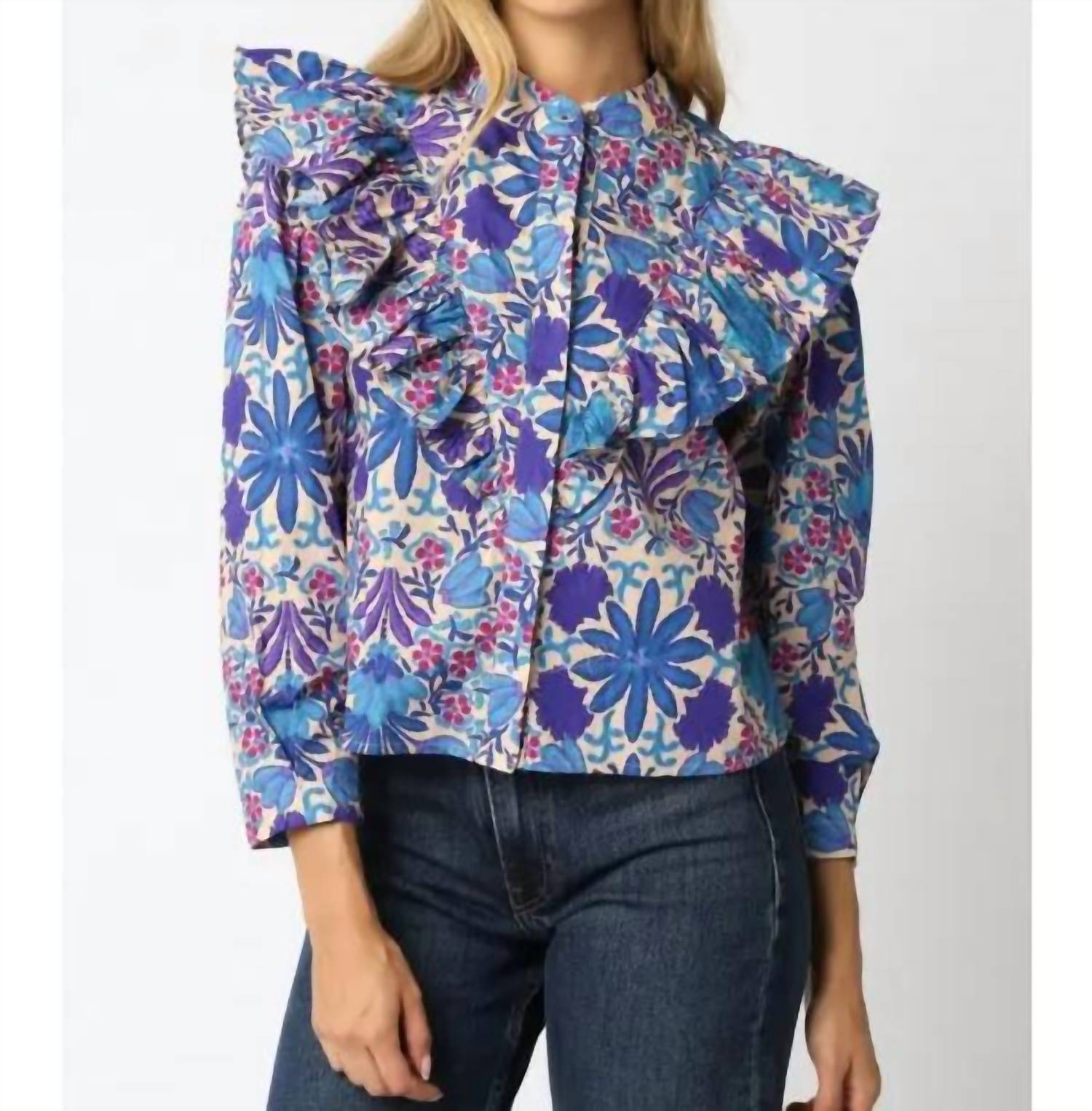 Olivaceous - Floral Ruffle Top
