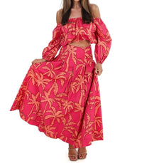 Flying Tomato - Destination Off-shoulder Top And Maxi Skirt Set
