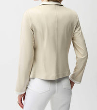 Joseph Ribkoff Foiled Faux Suede Fitted Jacket in moonstone vanilla - women's jacket - detail view