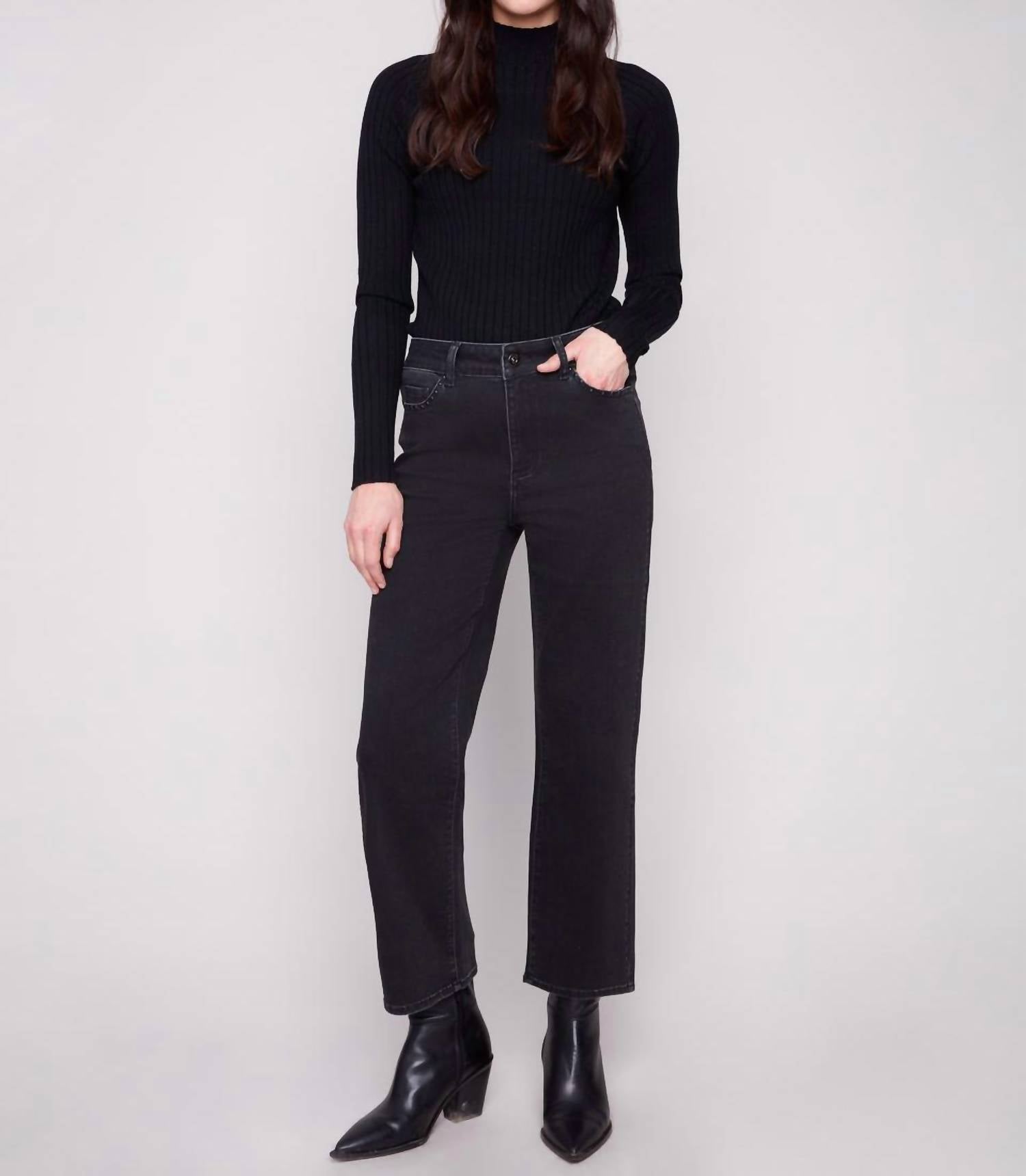 Charlie B - Straight Leg Jeans With Side Studs