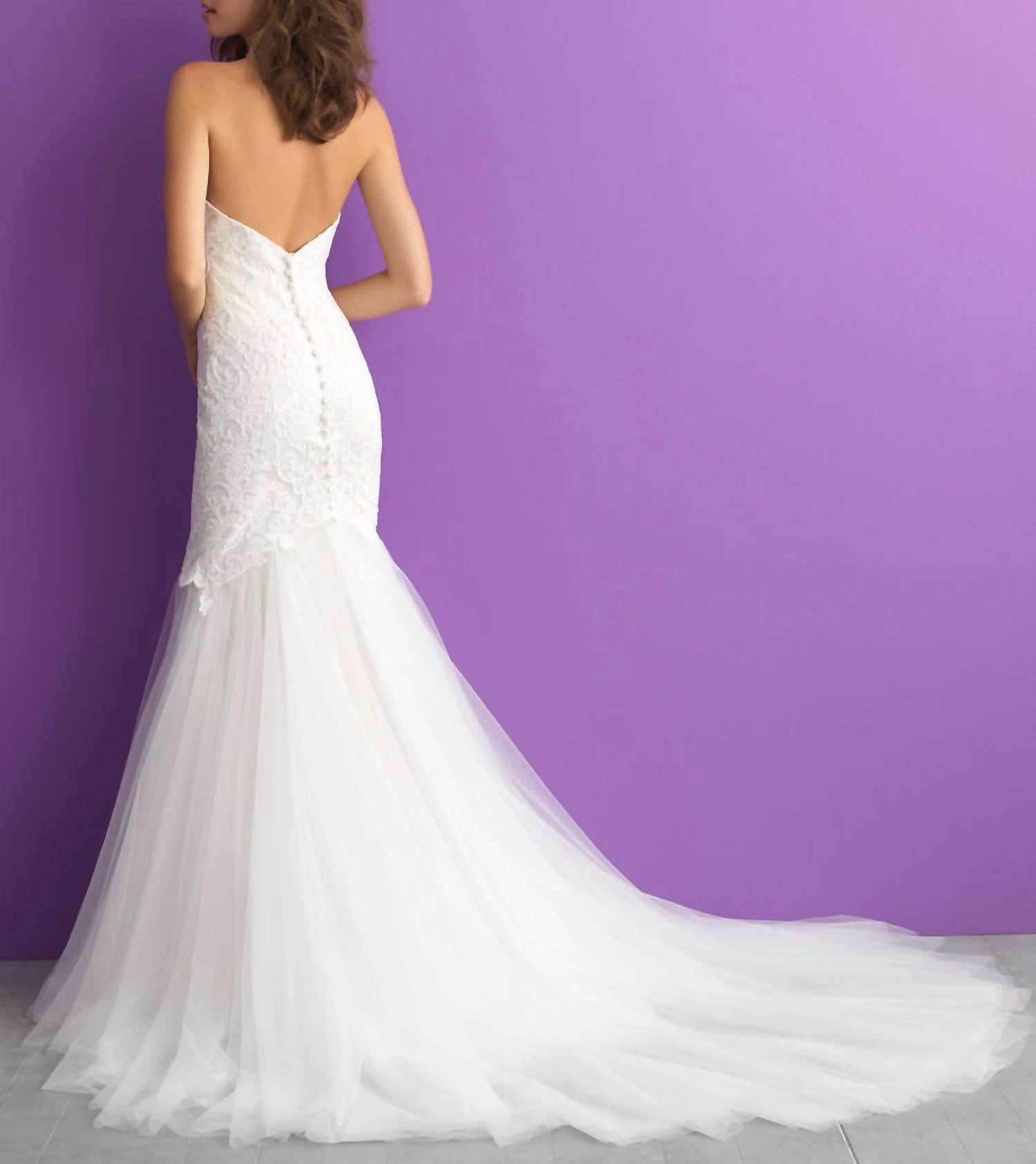 Allure Bridals - Lace Halter Mermaid Gown with Low Back