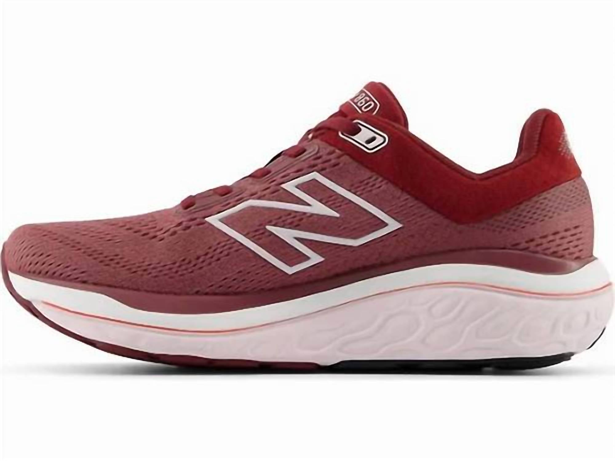 New Balance Women Fresh Foam X 860v14 Running Shoes in washed burgundy monarch burgundy pink granite - women's shoe - detail view