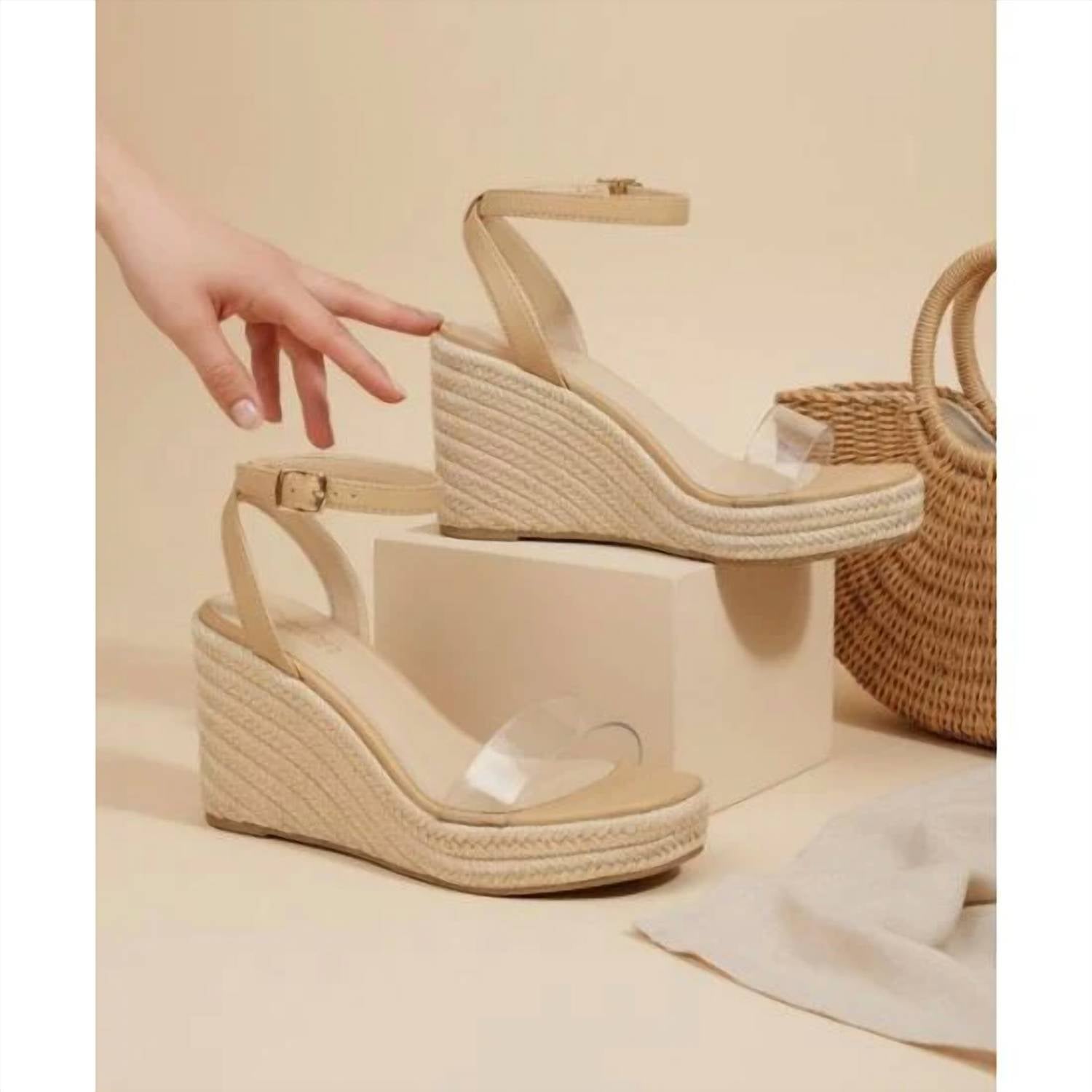 Let'S See Style - Women's Lucite Espadrille Wedge Sandals