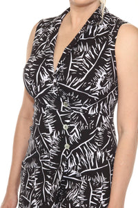 Joseph Ribkoff - Leaf Print Sleeveless A-line Dress