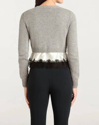 cinq a sept Zyla Pullover Sweater in heather grey ivory black - women's sweater - alternate view