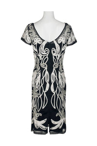 Js Collections - Art Nouveau Illusion Embellished Mesh Dress