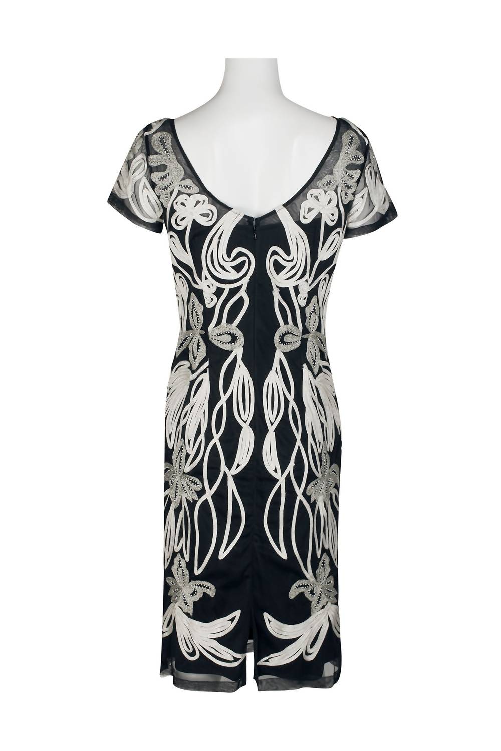 Js Collections - Art Nouveau Illusion Embellished Mesh Dress