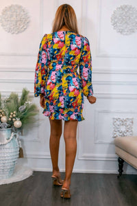 Surelymine - Work of Art Bubble Sleeves Cinched Mini Dress