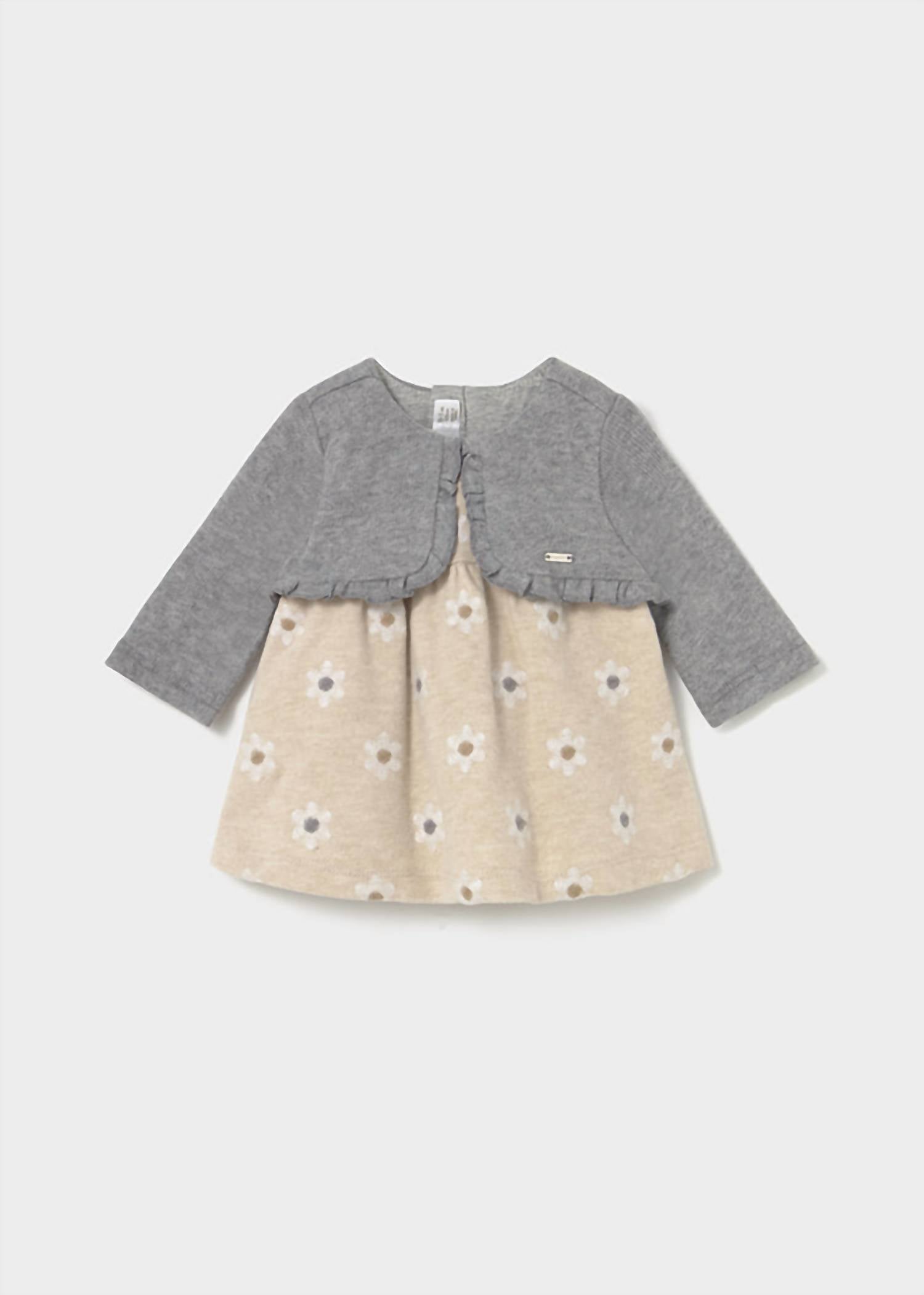Mayoral - Girls Newborn Knit Dress With Cardigan