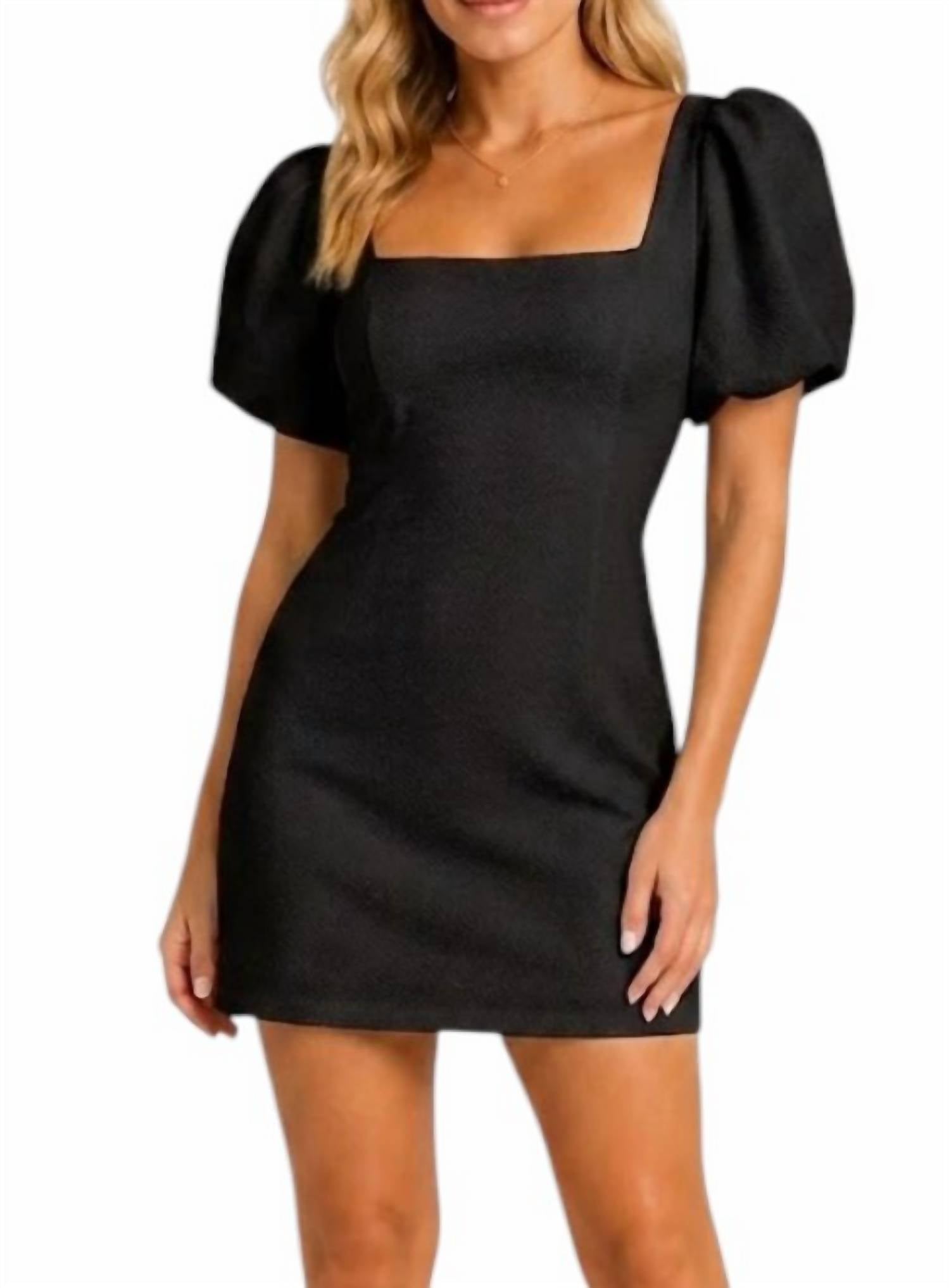 She + Sky - Short Sleeve Square Neck Knit Mini Dress