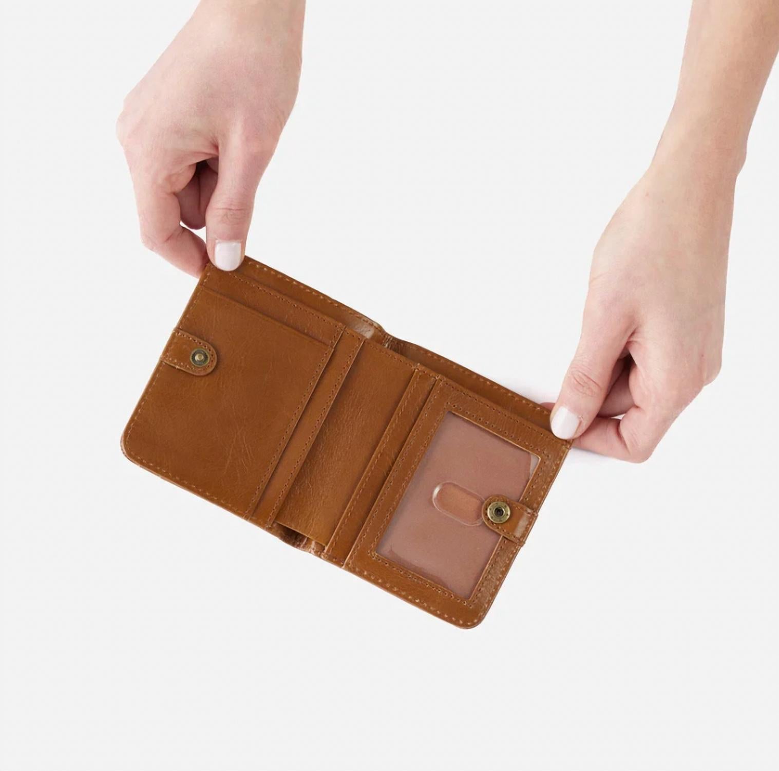 HOBO Women's Max Mini Bifold Card Holder in truffle - women's accessory - alternate view