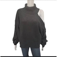 Elan - Women's Cold Shoulder High Neck Sweater