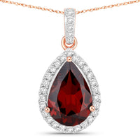 Diana M Jewels Women's Pear Natural Rhodolite Pendant Necklace (3.29 Ct) - Signature Plus in 14k rose gold - women's jewelry