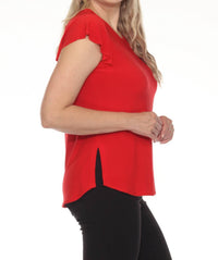 Joseph Ribkoff - Short Flutter Sleeve Round Neck Top