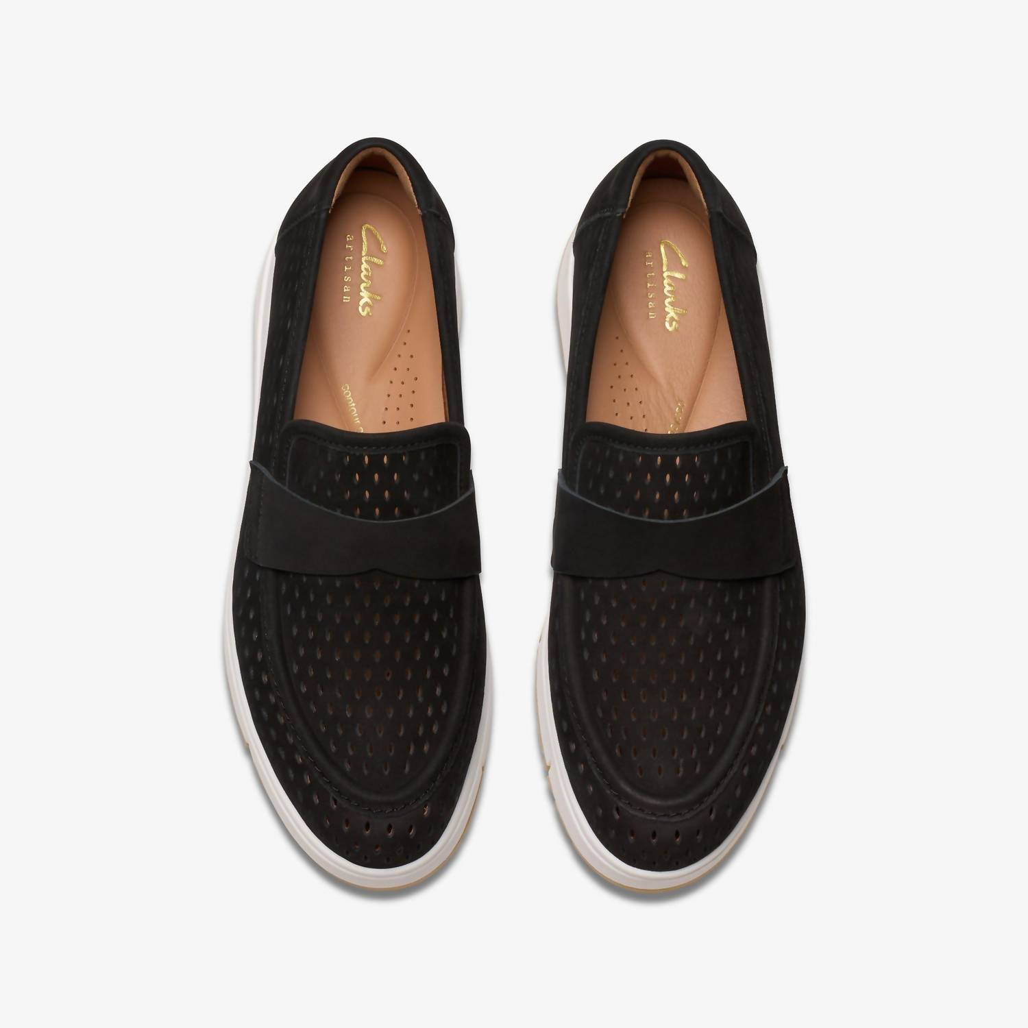Clarks Women's Loriini Edge Shoe in black nubuck - women's sneaker - detail view