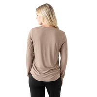Kindred Bravely Bamboo Nursing And Maternity Long Sleeve T-shirt in wheat - women's long sleeve top - detail view