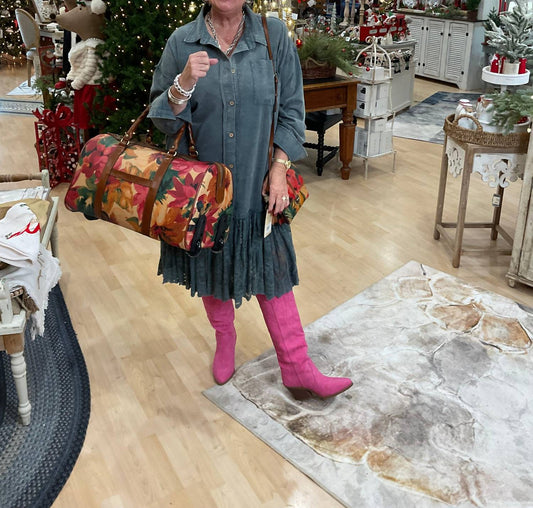 Oli & Hali - Ruffled Hem Washed Denim Button Dress