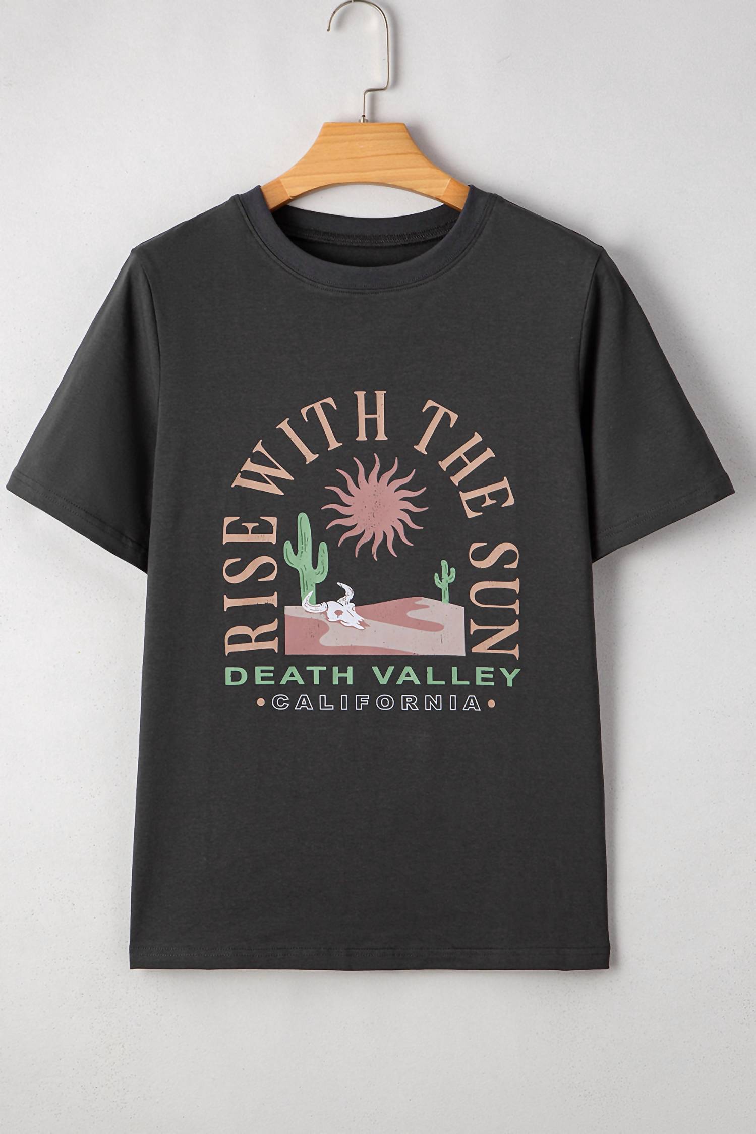 Shewin - Rise With The Sun Graphic Round Neck Short Sleeve T-shirt