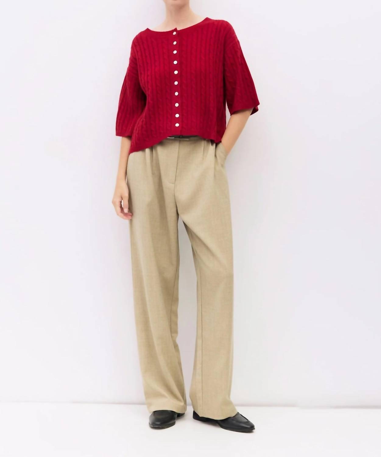Mod Ref - Short Sleeve Cable Knit Sweater