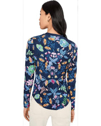 Johnny Was LONG SLEEVE FITTED HENLEY TEE in elizabeth - women's long sleeve top - alternate view