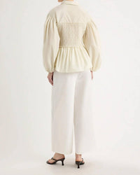 Merlette - Sabina Smocked Puff Sleeves Top