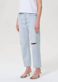 AGOLDE Women's 90's Crop Mid Rise Straight Jean in requiem - women's jeans - detail view