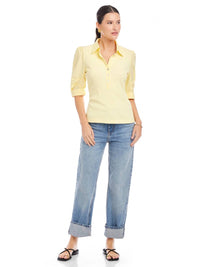 Fifteen Twenty - Camden Contrast Pleat Sleeve Henley Top