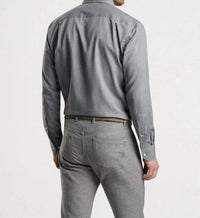 PETER MILLAR Cumbria Fleece Finish Sport Shirt in gale grey - men's shirt - detail view