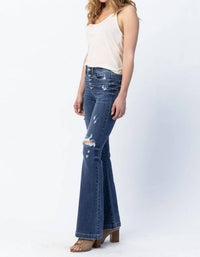 Judy Blue - Superstar Button Fly Flare Destroyed Jeans