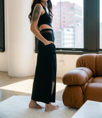 Stillwater - Stretch Linen Cargo Knotch Waist Maxi Skirt