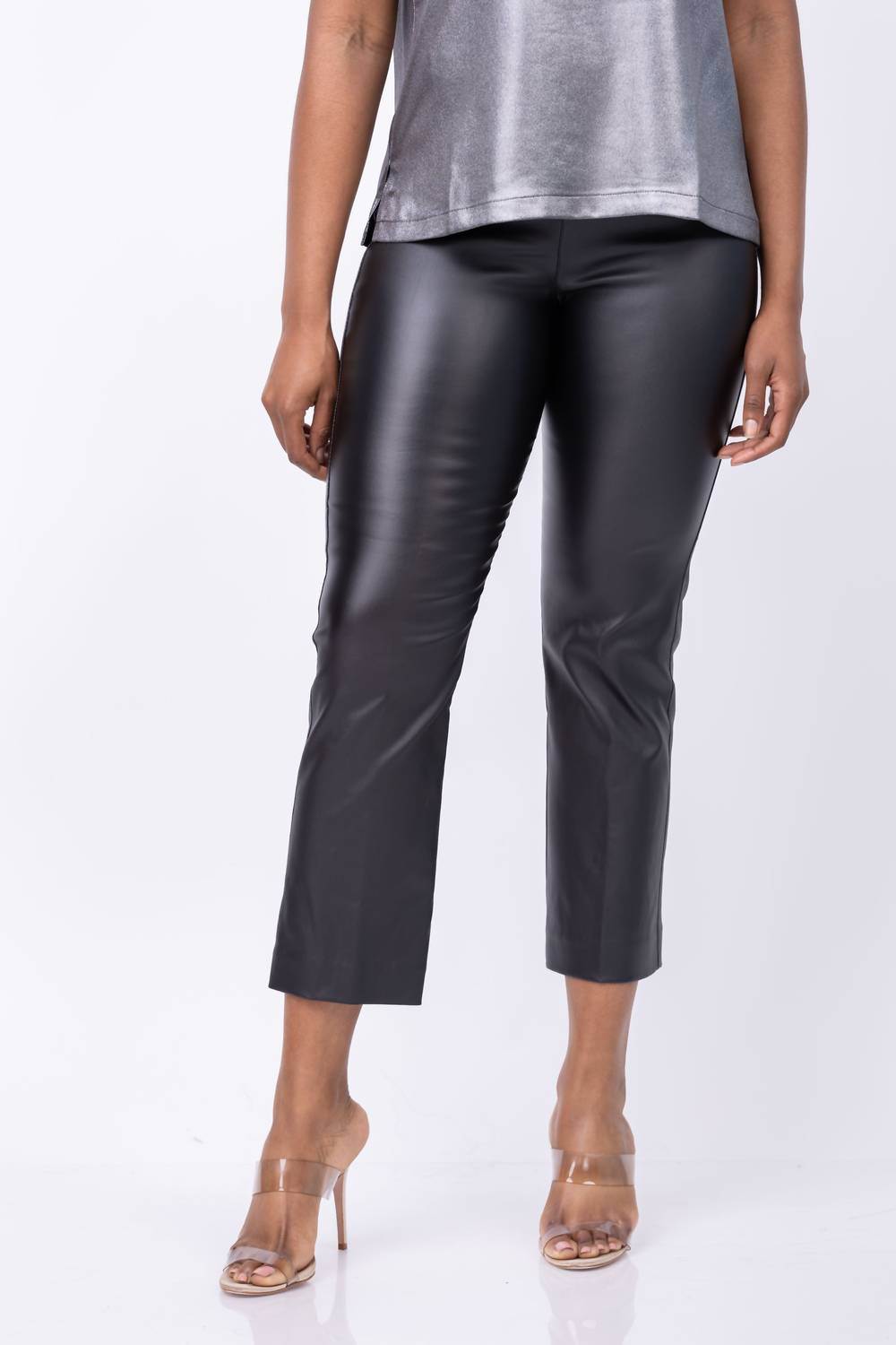 Elliott Lauren Leather Elastic Waistband Pant in black - women's pants