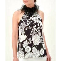 Trina Turk - Sleeveless Floral Blouse With Feathers