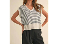Miou Muse - Stripe Collar Knit Top