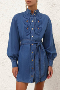 Zimmermann - Denim Applique Mini Dress