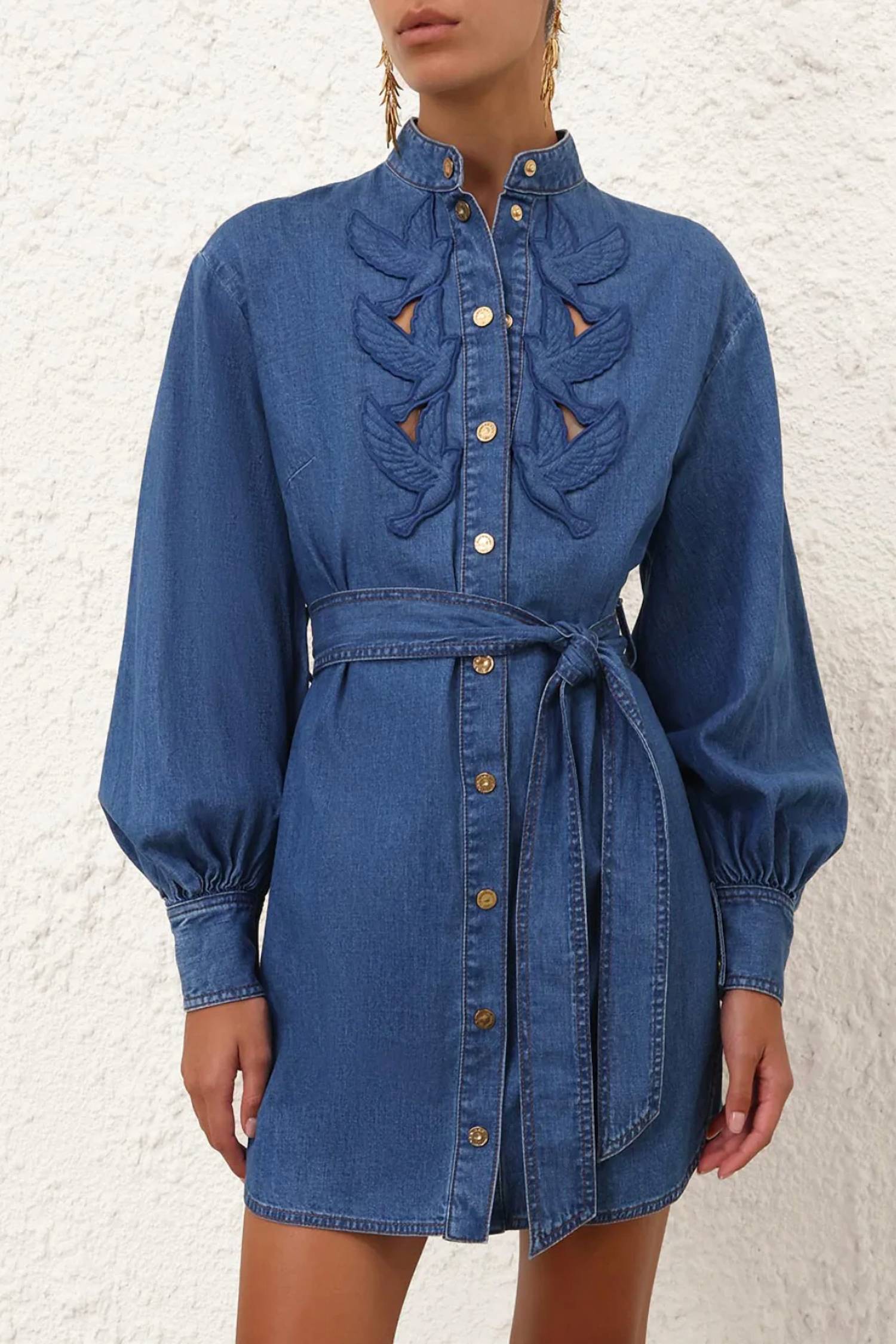 Zimmermann - Denim Applique Mini Dress