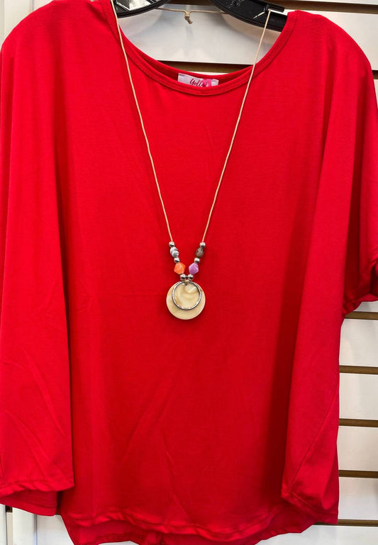 Yolly - Woven Tee With Necklace
