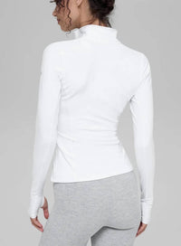 ALO YOGA AloSoft 1/2 Zip Rapid Pullover in white - women's jacket - alternate view