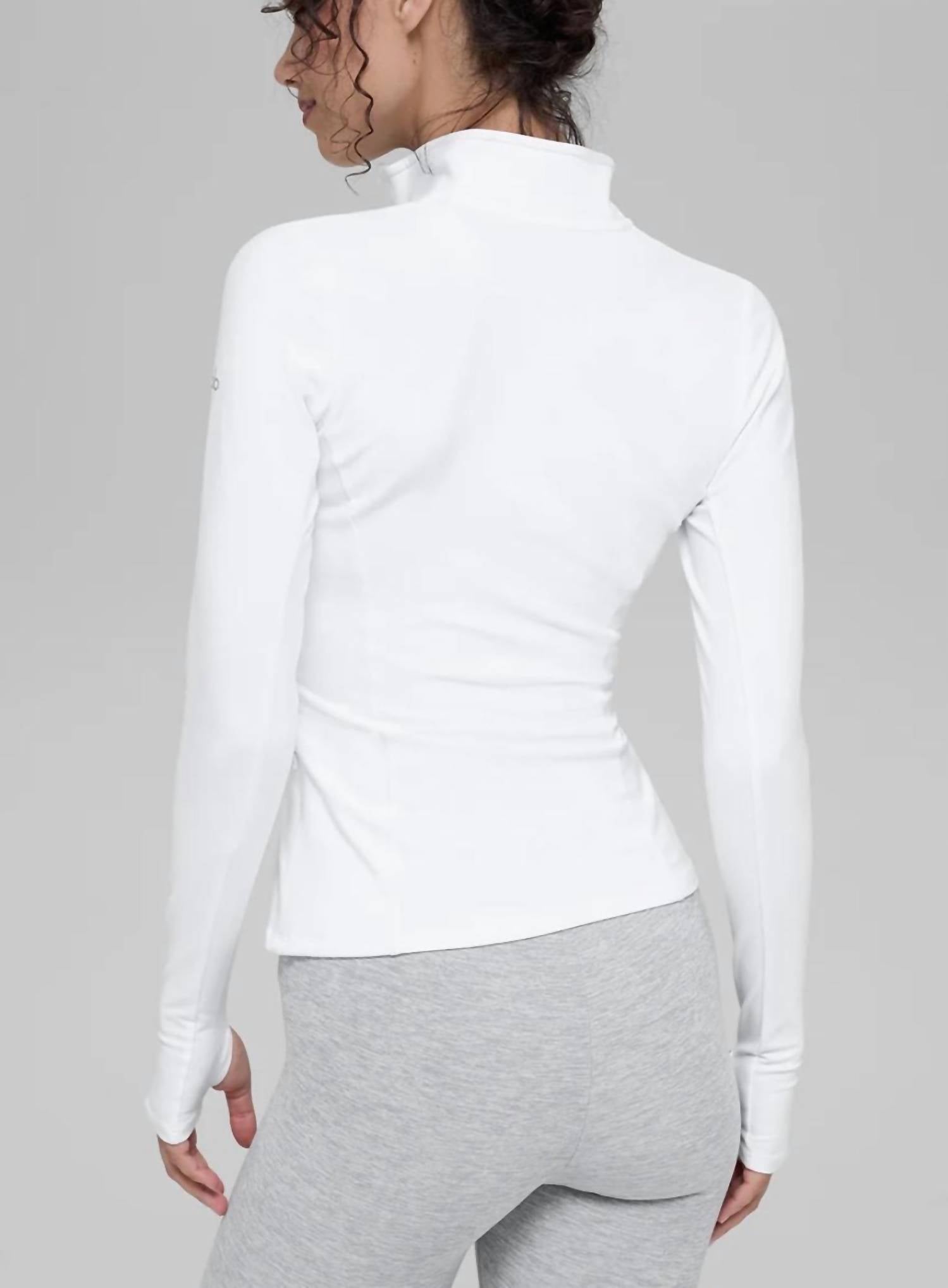 ALO YOGA AloSoft 1/2 Zip Rapid Pullover in white - women's jacket - alternate view