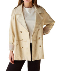 Fate by LFD Faux Leather Double Breasted Jacket in khaki - women's jacket