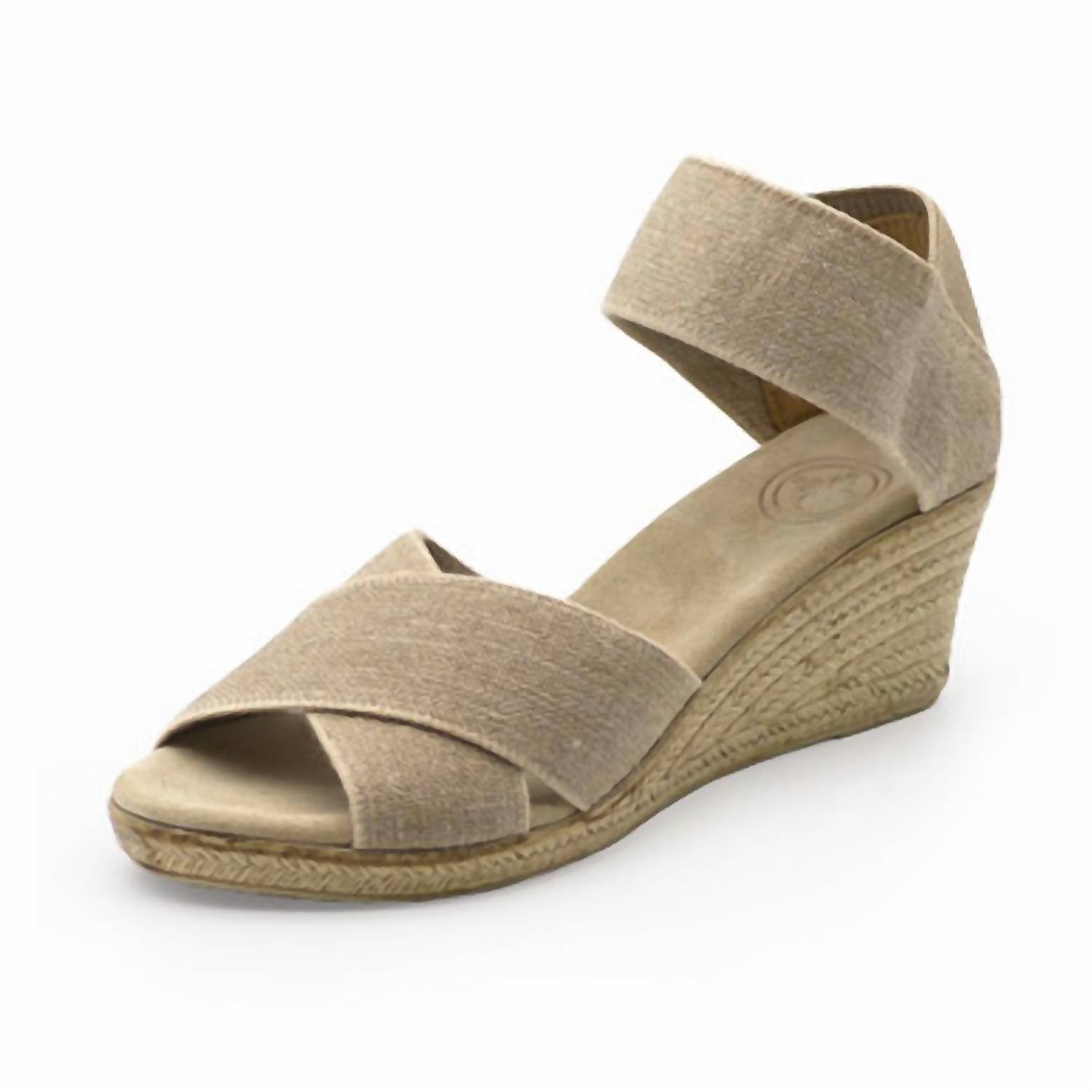 CHARLESTON SHOE CO. Women's Cannon Mid Wedge Sandal in linen - women's sandal