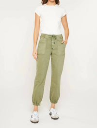 mica denim High Rise Jogger Crop Pants in olive - women's pants