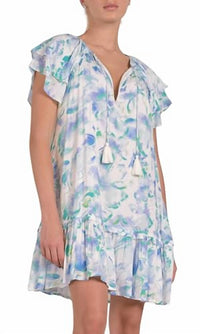Elan - Ruffled V Neck Mini Dress