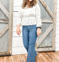 current air Margot Boot Cut Trousers in aegean blue - women's pants - alternate view