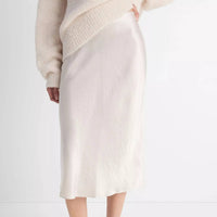 Vince Satin Slip Midi Skirt in champagne - women's skirt